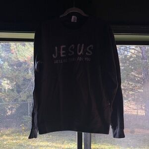 Black Sweatshirt with 'Jesus' Print